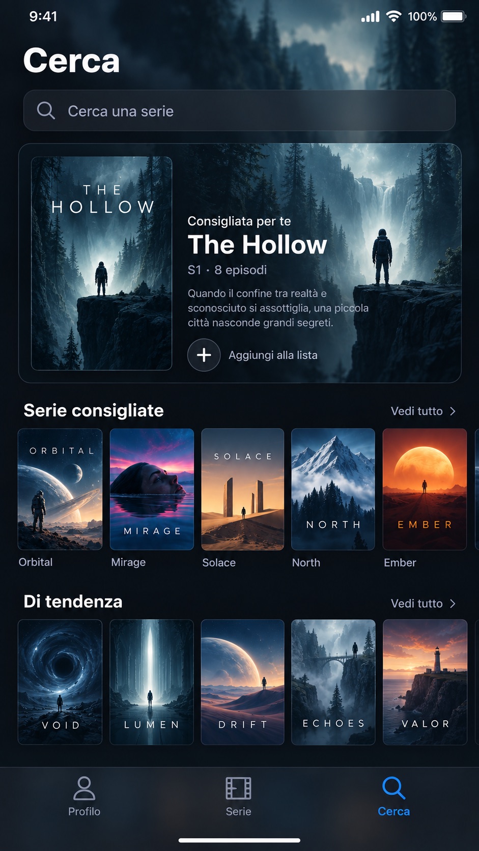 Schermata Cerca di MovieTracker