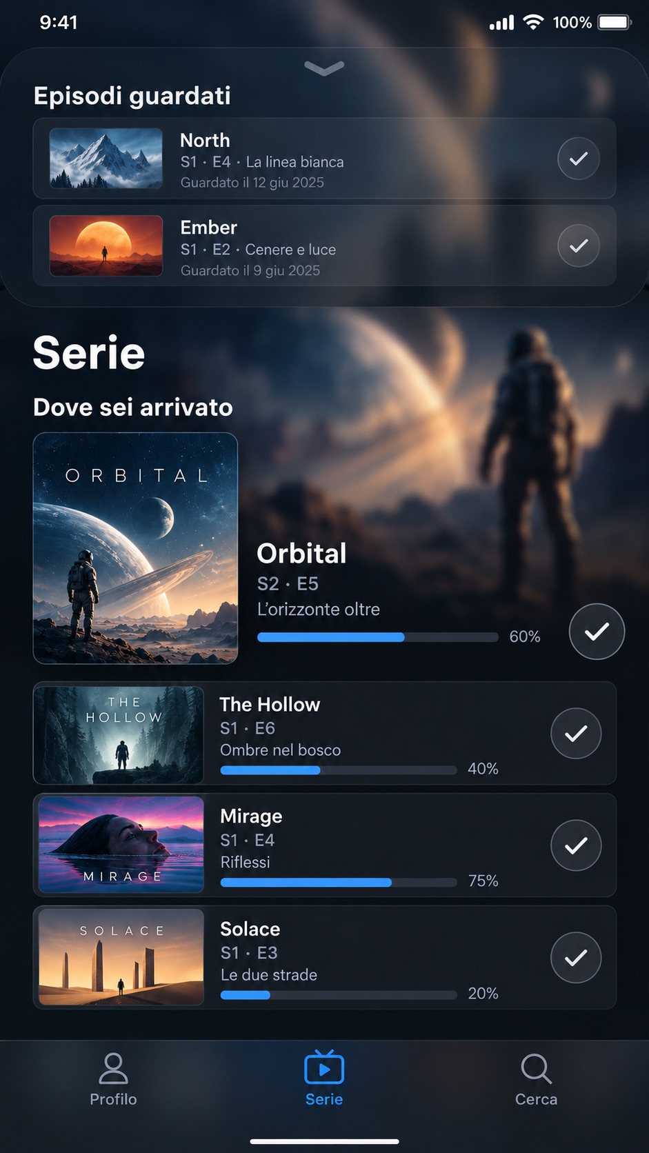 Schermata Serie di MovieTracker